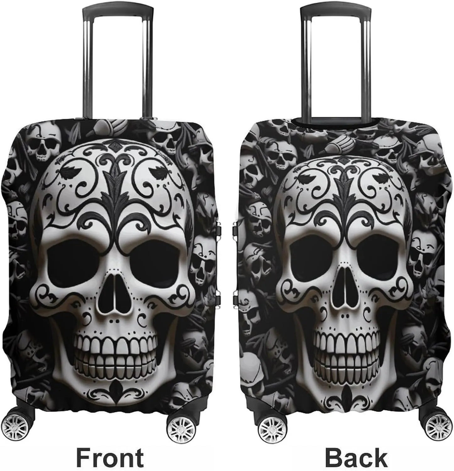 Suitcase Covers for Luggage Black And White Skulls Fashion Luggage Cover Washable Protector Waterproof Suitcase Cover Anti-scratch Travel Suitcases Covers Case for 19-32 Inch Luggages XL
