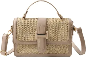 Summer Straw Crossbody Bags for Women Trendy Woven Beach Bag Straw Clutch Purse Vacation Handbags