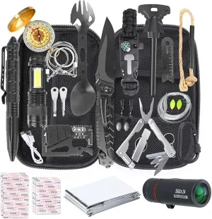 Survival Kit 25 in 1，Gifts for Men Dad Husband Teenage Boy,Survival Gear Tool Cool Gadgets Emergency Survival Gear and Family Hiking Camping Adventure Equipment