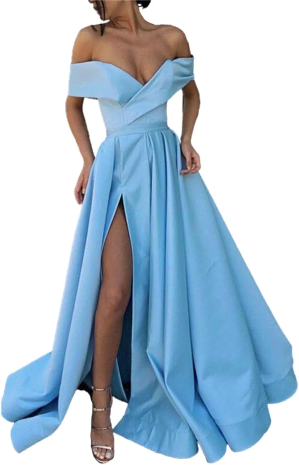 Sweetheart Ball Gown Dresses Prom Dress Formal V Neck Prom Gown for Women Elegant Gown 3/4 Sleeve Maxi Dress Empire