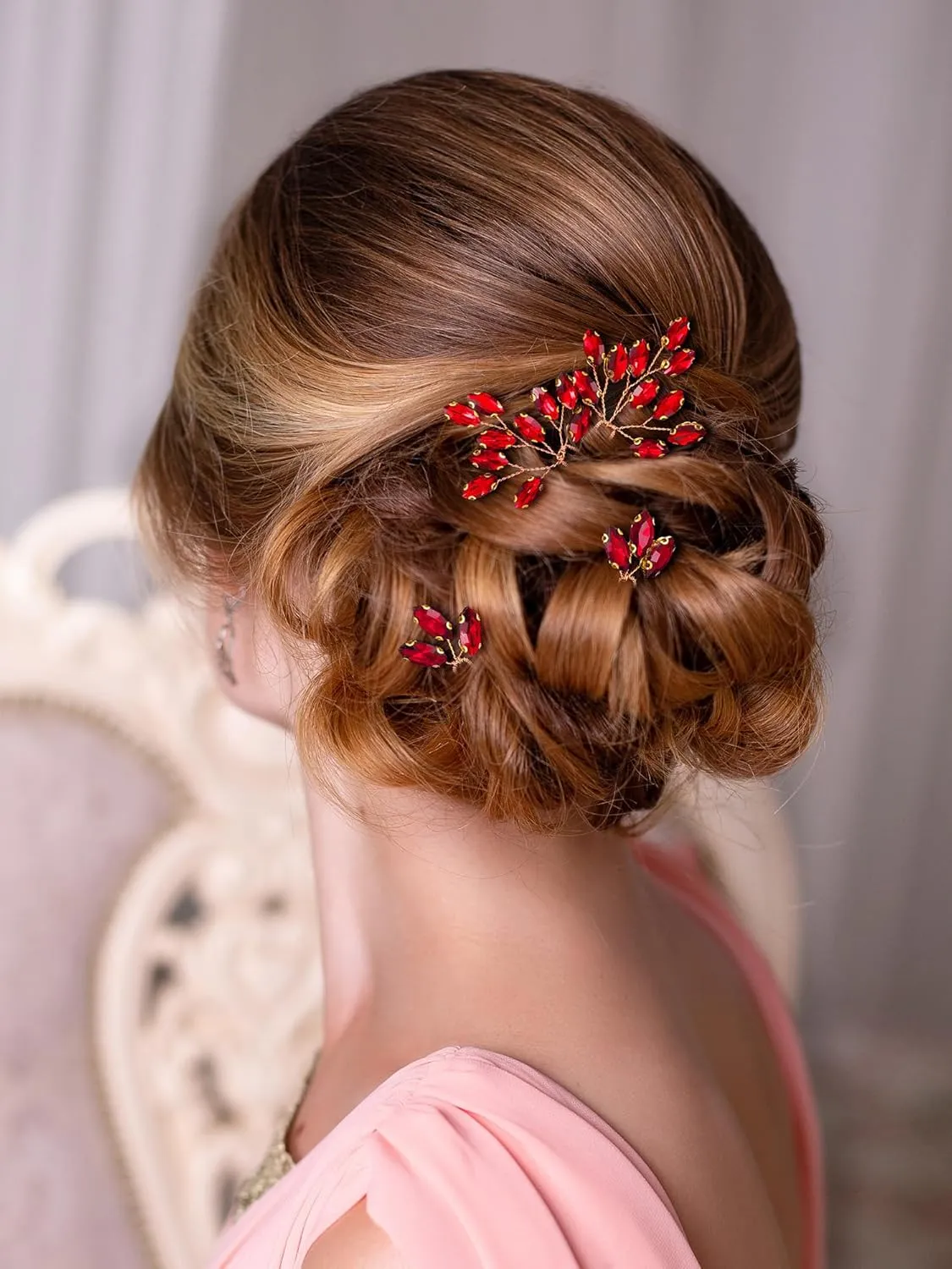 SWEETV 5 Pack Bridal Wedding Hair Side Combs U-shaped Rhinestone Hair Pins Crystal Hair Pieces Hair Accessories for Women and Girls Bridesmaids Party Photography