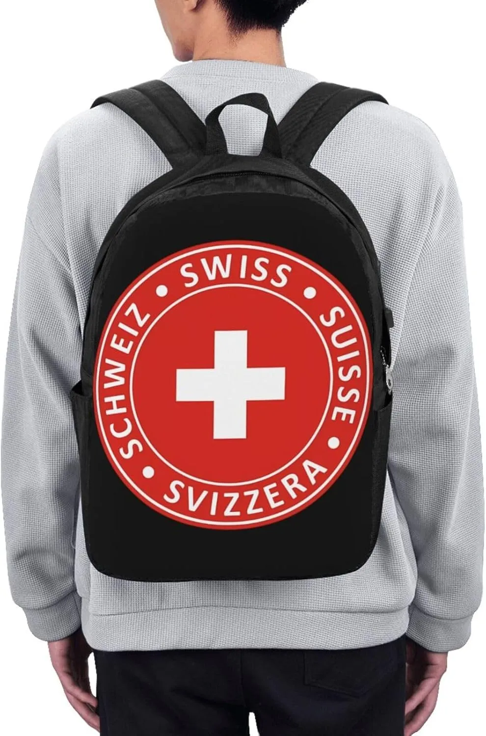 Swiss Schweiz Svizzera Suisse Flag Laptop Backpacks Travel Backpack Casual Business Daypack Sport Rucksack Computer Bag Fits up to 17 Inch Notebook with USB Port