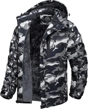 TACVASEN Men's Ski Snowboard Jacket Warm Winter Windproof Hiking Fishing Travel Fleece Lined Jacket Hooded with Pockets