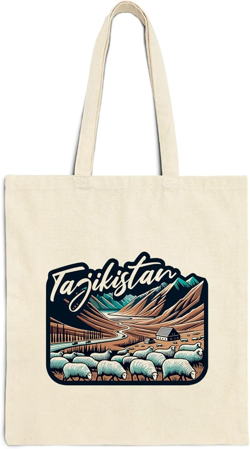 Tajikistan Cotton Tote Bag for Women Men Casual Tote Bag Cloth Canvas Shopping Bags with Handles Cute Bags Everyday Use 15" x 16" Aesthetic Gift ID44997