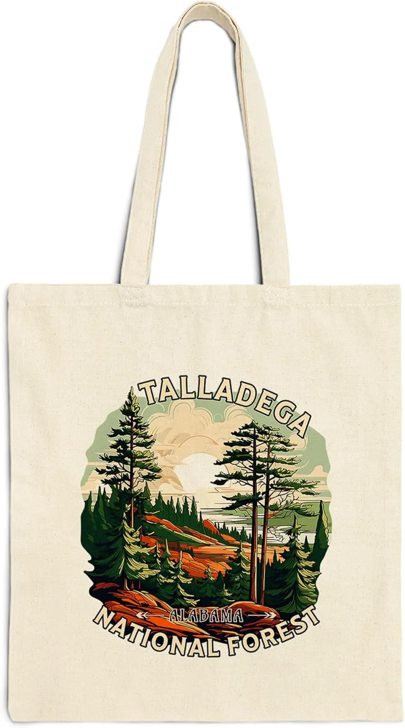 Talladega National Forest Alabama Cotton Tote Bag for Women Men Casual Tote Bag Cloth Canvas Shopping Bags with Handles Cute Bags Everyday Use 15" x 16" Aesthetic Gift ID44997