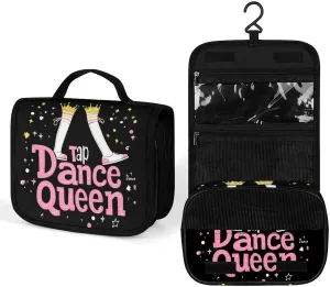 Tap Dance Queen Makeup Bag Portable Hanging Organizer for Travel Wash Bags With Handle And Divider