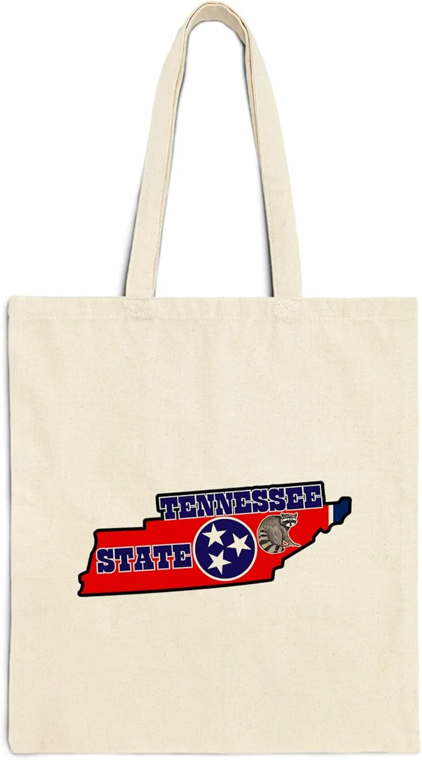 Tennessee State Cotton Tote Bag for Women Men Casual Tote Bag Cloth Canvas Shopping Bags with Handles Cute Bags Everyday Use 15" x 16" Aesthetic Gift ID44997