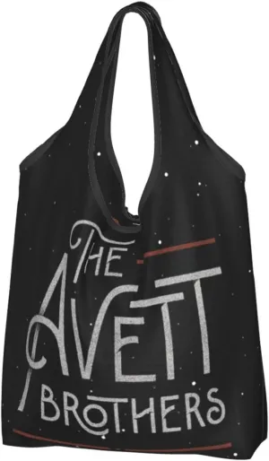 The Avett Musics Brothers Foldable Portable Shopping Shoulder Tote for Women Weekender Handbag Reusable Grocery Bag