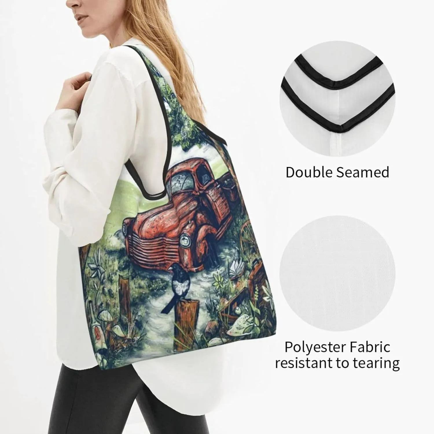 The Avett Musics Brothers Foldable Portable Shopping Shoulder Tote for Women Weekender Handbag Reusable Grocery Bag