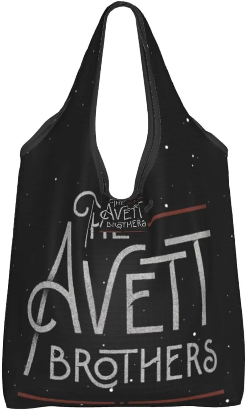 The Avett Musics Brothers Foldable Portable Shopping Shoulder Tote for Women Weekender Handbag Reusable Grocery Bag