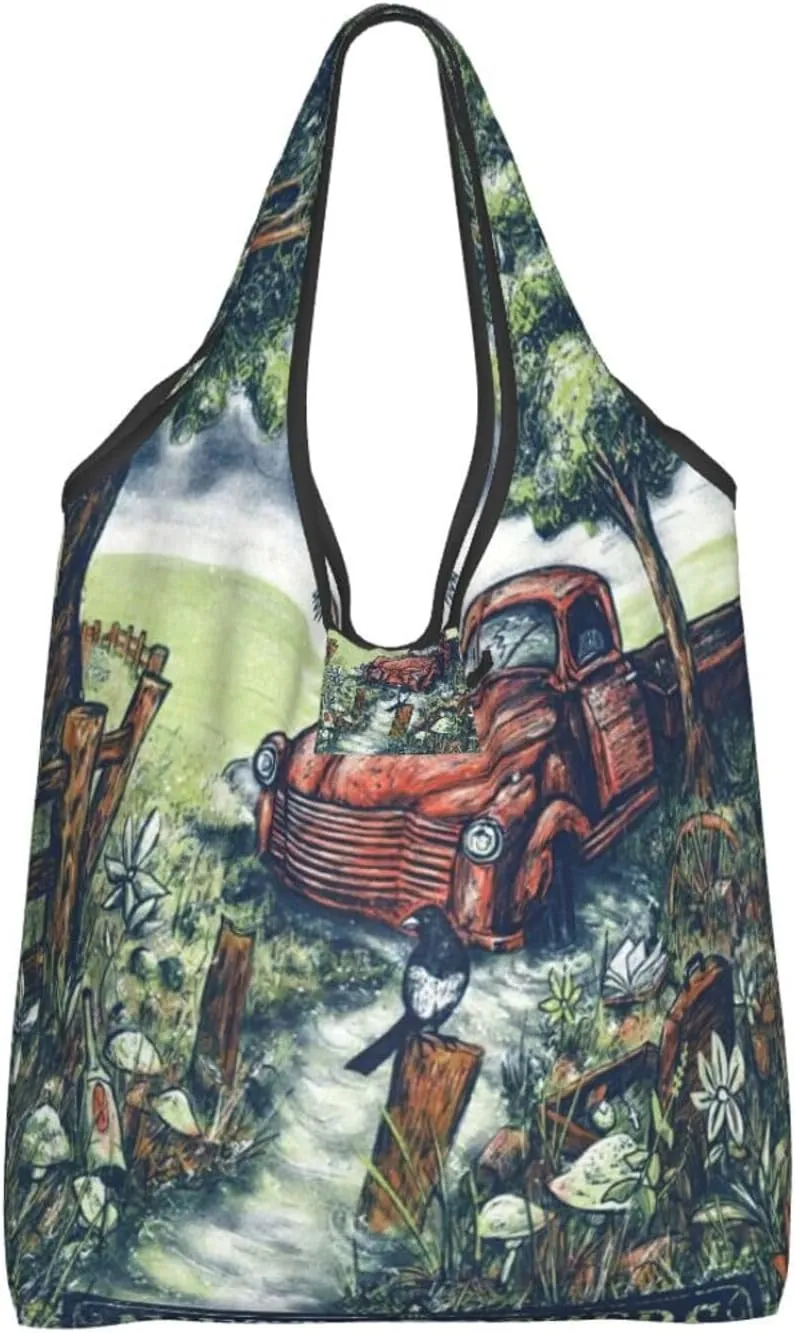 The Avett Musics Brothers Foldable Portable Shopping Shoulder Tote for Women Weekender Handbag Reusable Grocery Bag