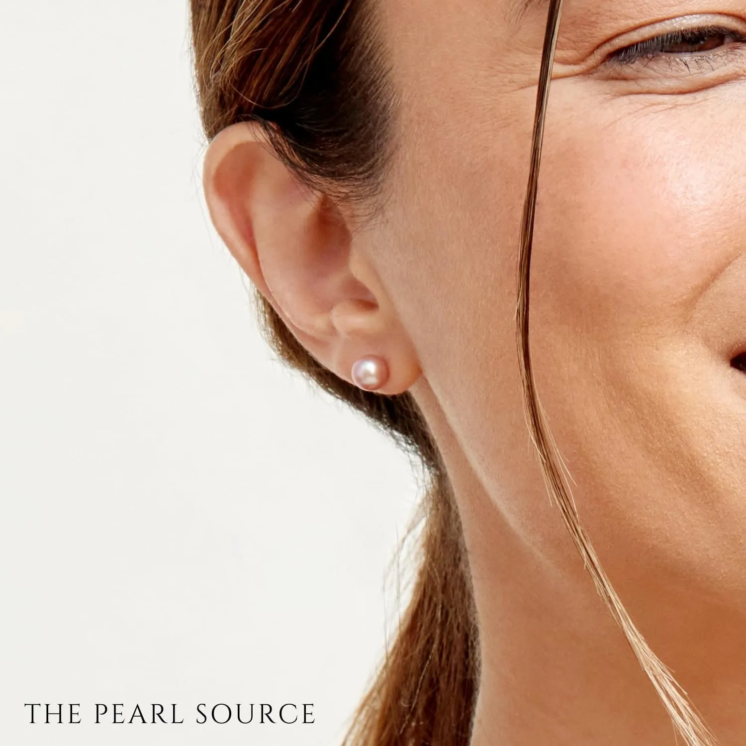 THE PEARL SOURCE Sterling Silve Round Freshwater Cultured Pearl Stud Earrings for Women