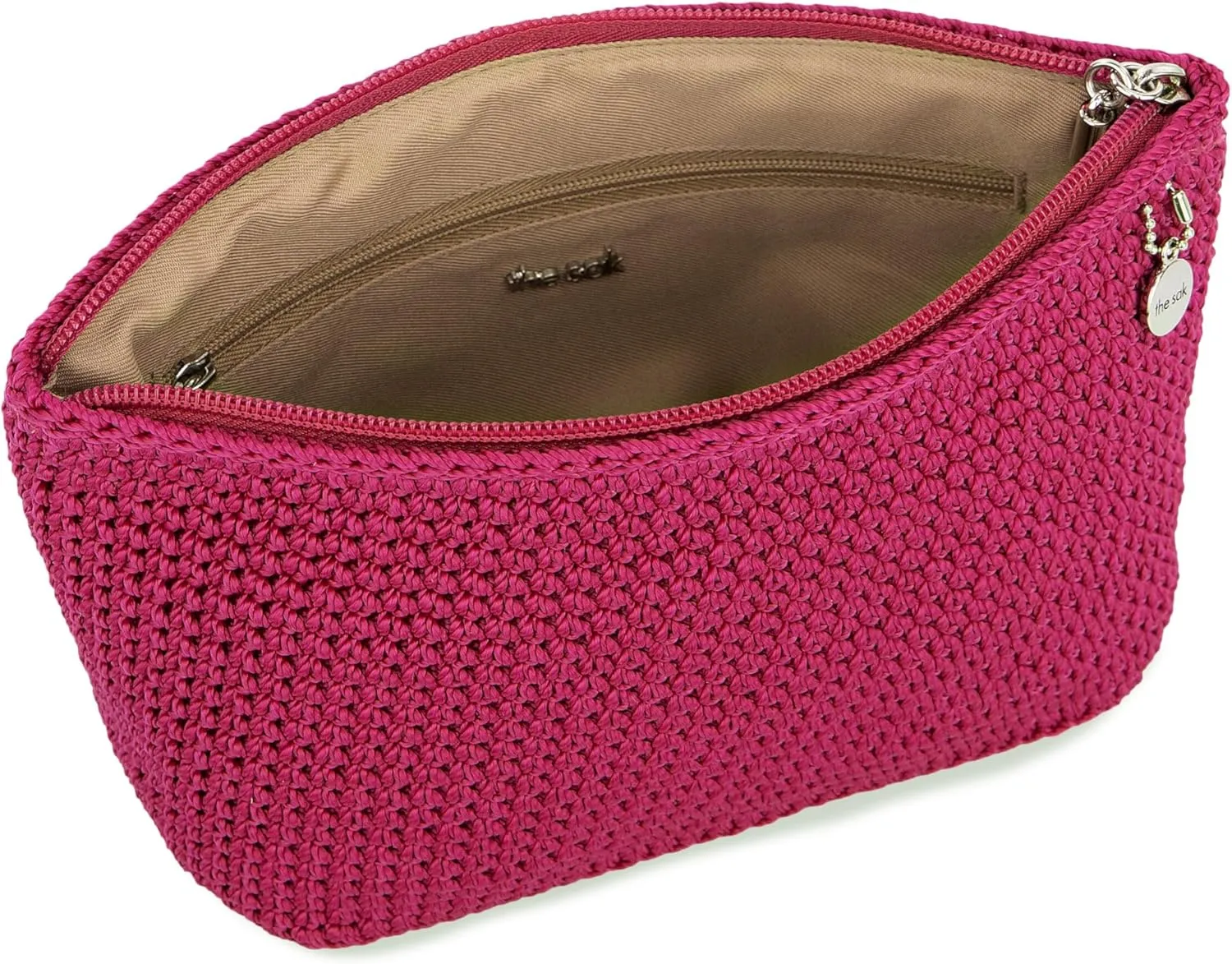 The Sak Essential Medium Pouch in Hand-Crochet, Travel Bag with Zipper Closure