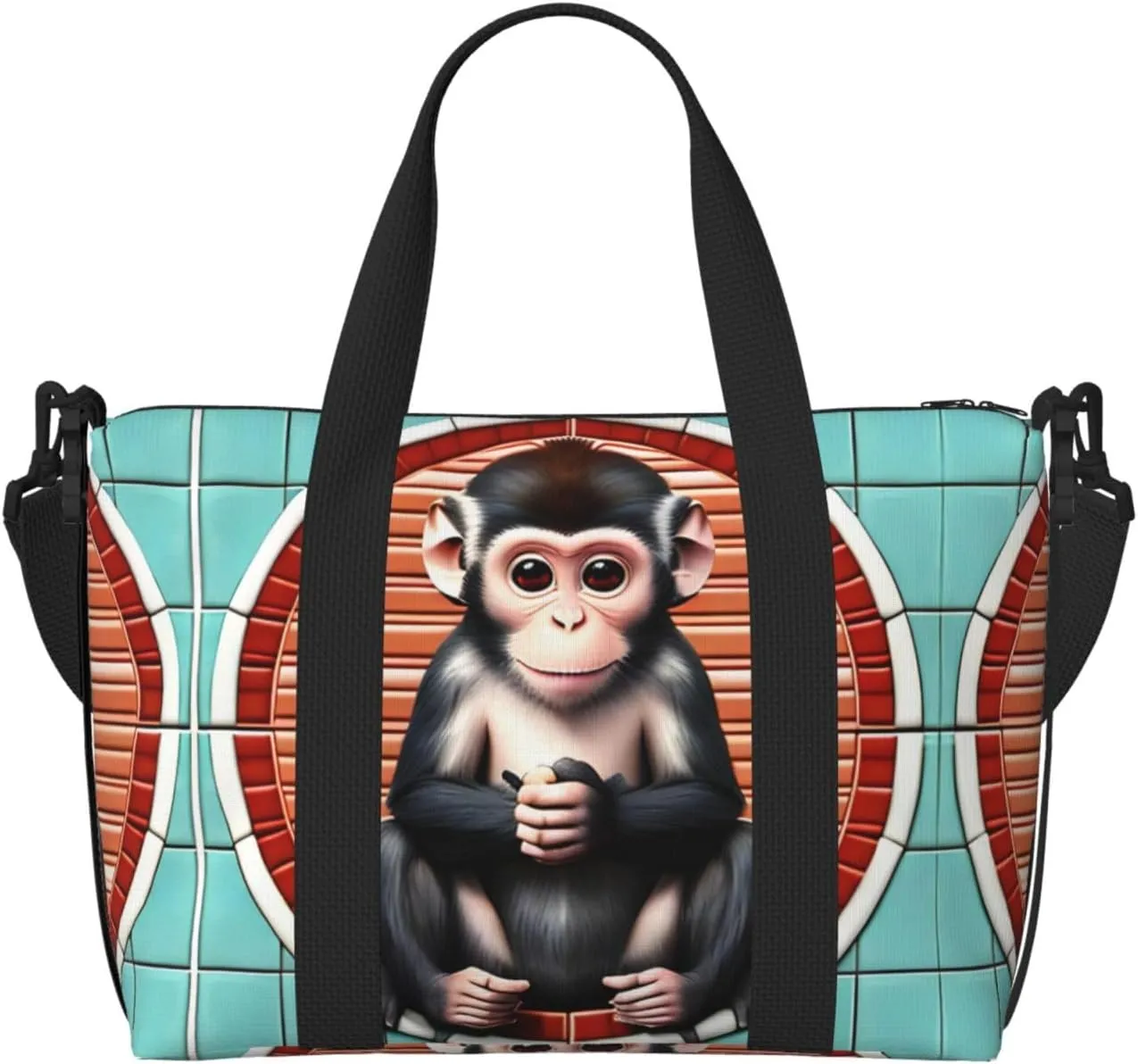 The silent monkey Hand-held travel bag, messenger casual handbag, suitable for work, travel, fitness, tourism, women's zipper storage bag,