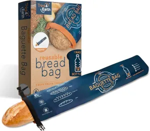 Think4Earth® - Reusable Baguette Bag | Bread Bag Made From Recycled Plastic Bottles - Eco-Friendly Large Loaf Storage Bags - Classy Reusable Bags for Homemade Sourdough