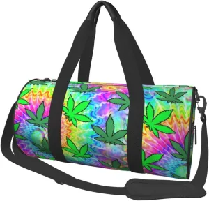Tie Dye Pot Leaf Weeds Duffel Bag Unisex-Adult Gym Duffel Bag Travel Bag Drawstring Backpack Lightweight Carryon Gymbag For Men/Women