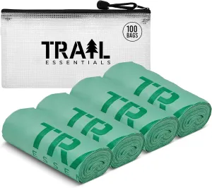 Toilet Bags, Certified Biodegradable and Compostable; Use and Bury in Ground –Includes Convenient Water Resistant Carry Case