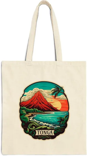 Tonga Cotton Tote Bag for Women Men Casual Tote Bag Cloth Canvas Shopping Bags with Handles Cute Bags Everyday Use 15" x 16" Aesthetic Gift ID44997