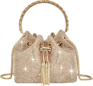 TOPALL Upgrade Rhinestone Evening Bag Bling Purse Sparkly Diamond Silver Clutch Purses for Women Party Club Wedding Prom