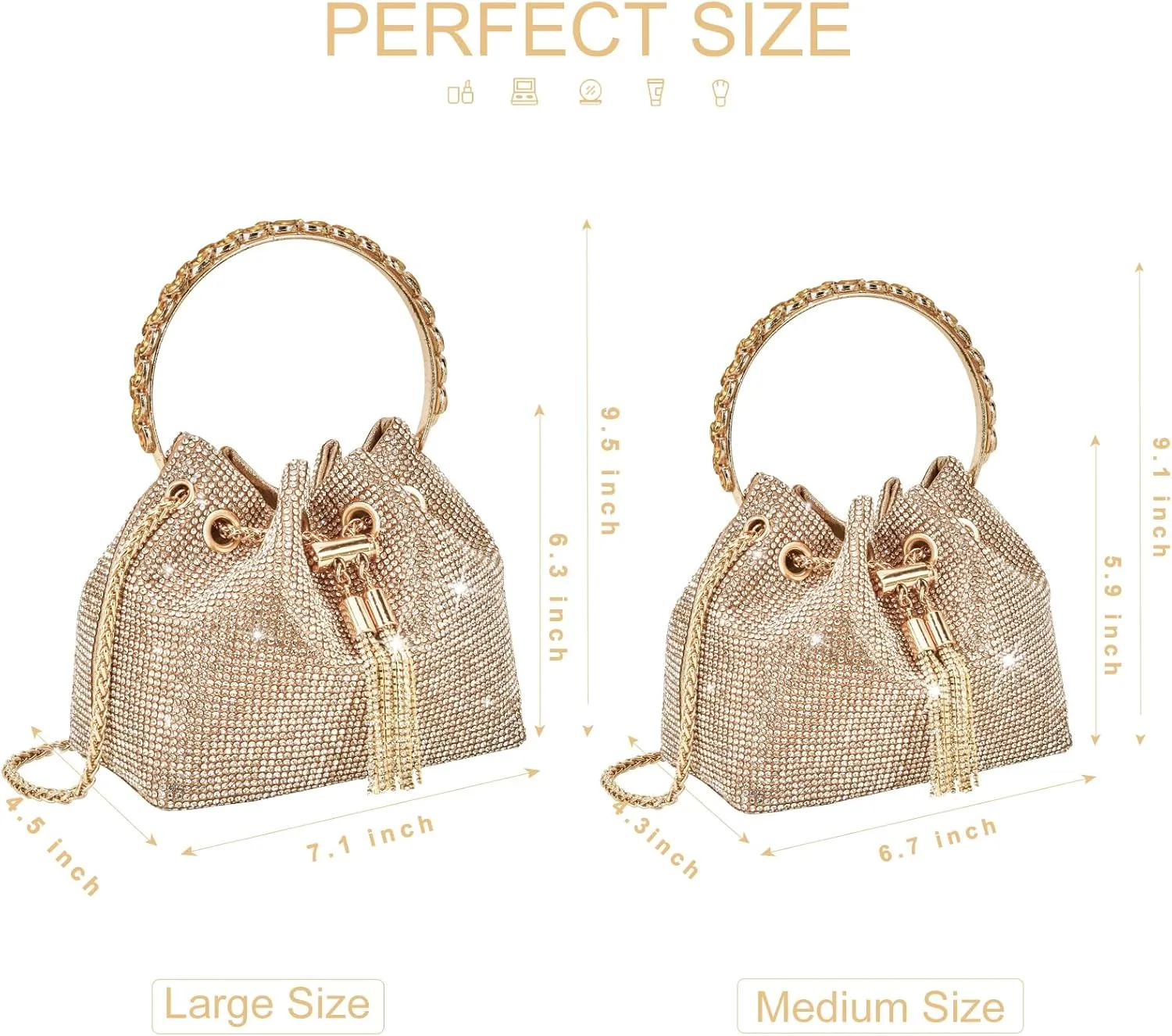TOPALL Upgrade Rhinestone Evening Bag Bling Purse Sparkly Diamond Silver Clutch Purses for Women Party Club Wedding Prom