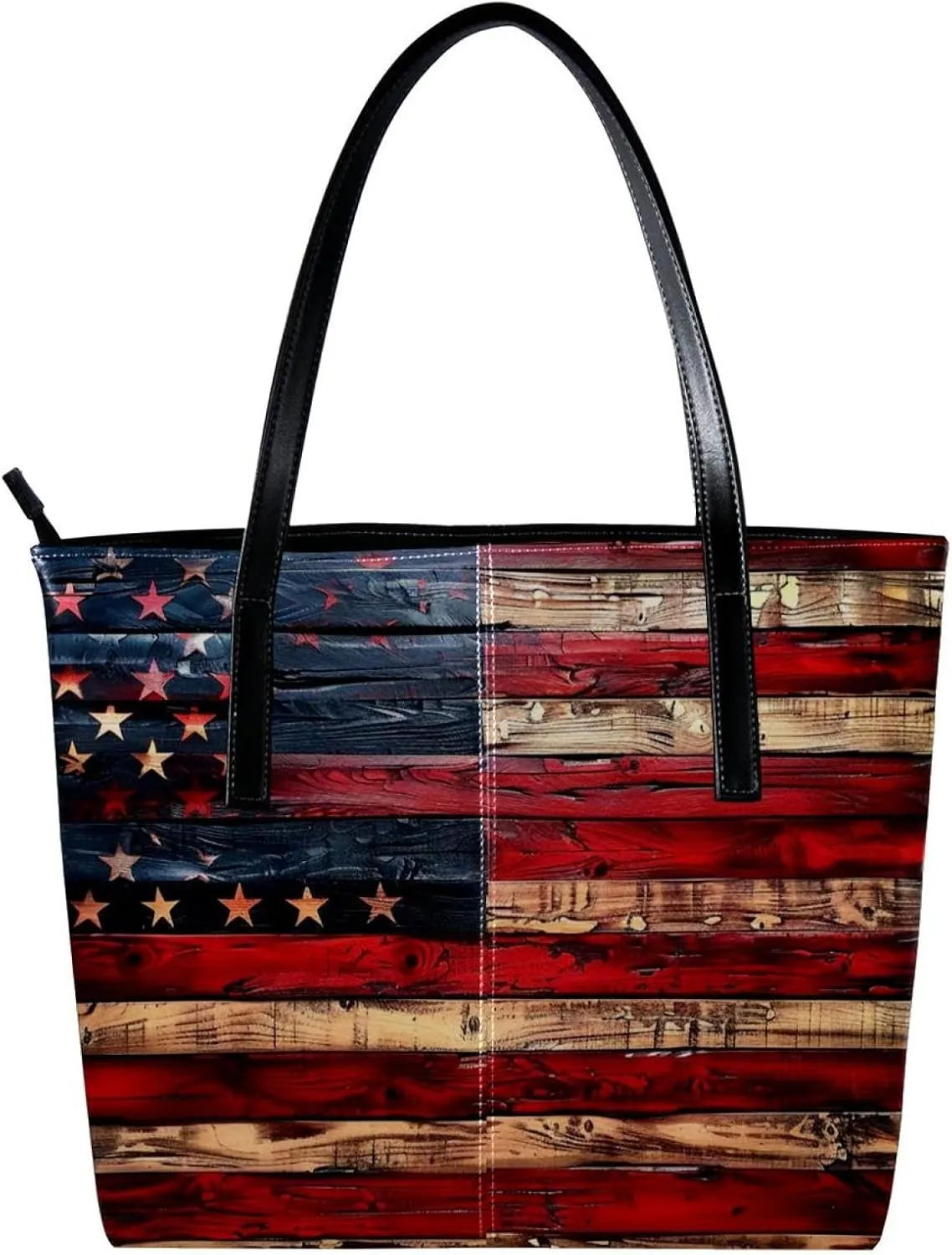 Tote Bag, Large Tote Bags for Women, Tote Bag with Zipper, Plank Usa Flag, Womens Tote Bags for Work