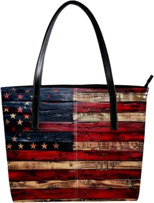 Tote Bag, Large Tote Bags for Women, Tote Bag with Zipper, Plank Usa Flag, Womens Tote Bags for Work