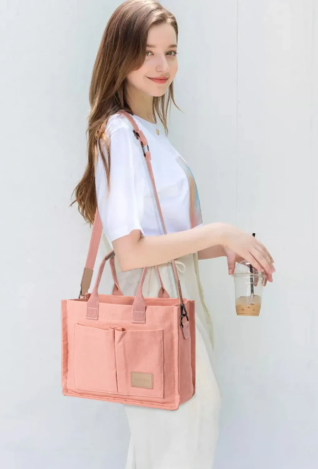 Tote Bags for Women Canvas Tote Purse Crossbody Bags with Pockets Top Handle Shoulder Handbags Satchel Bags for Women