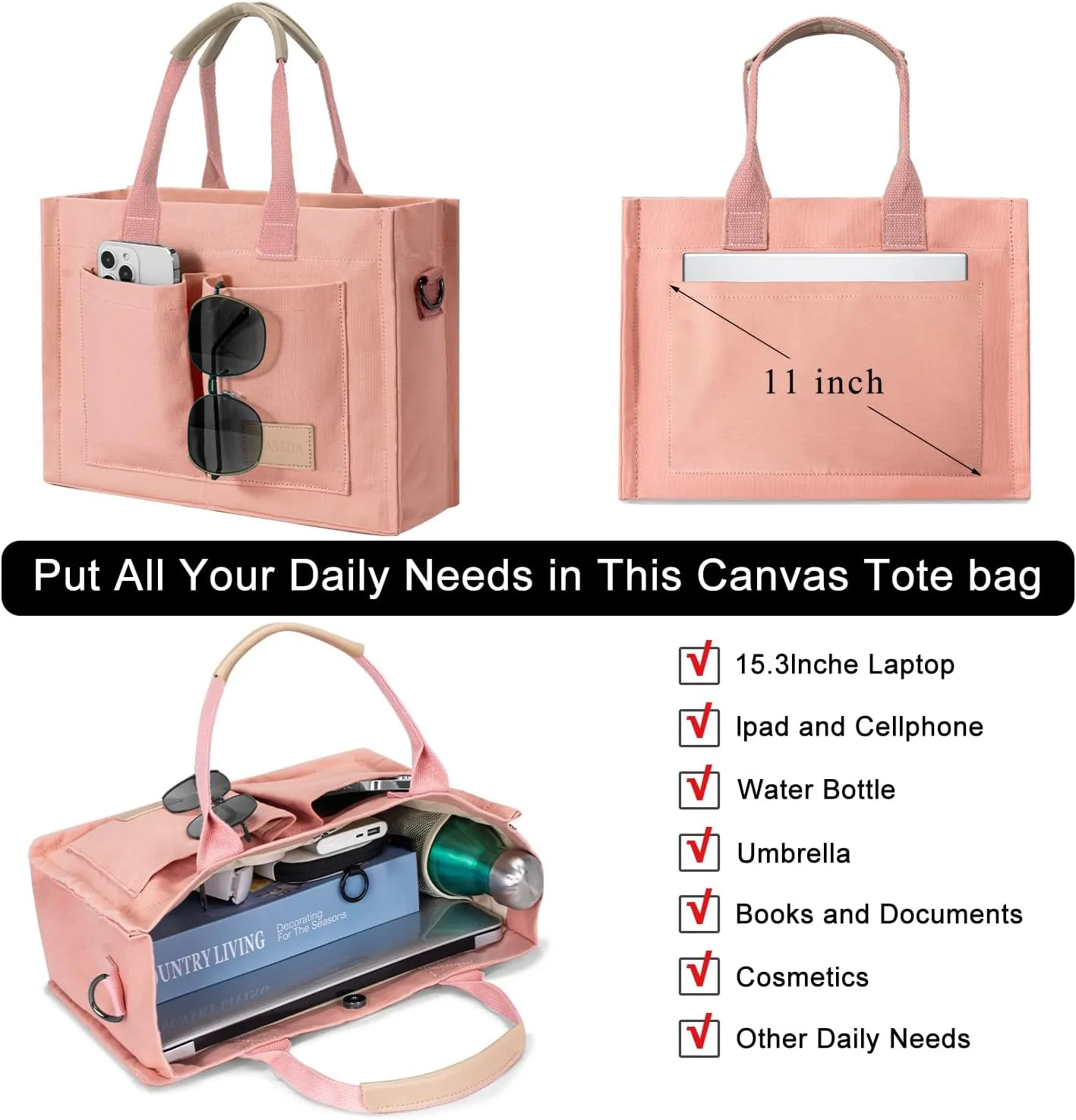 Tote Bags for Women Canvas Tote Purse Crossbody Bags with Pockets Top Handle Shoulder Handbags Satchel Bags for Women