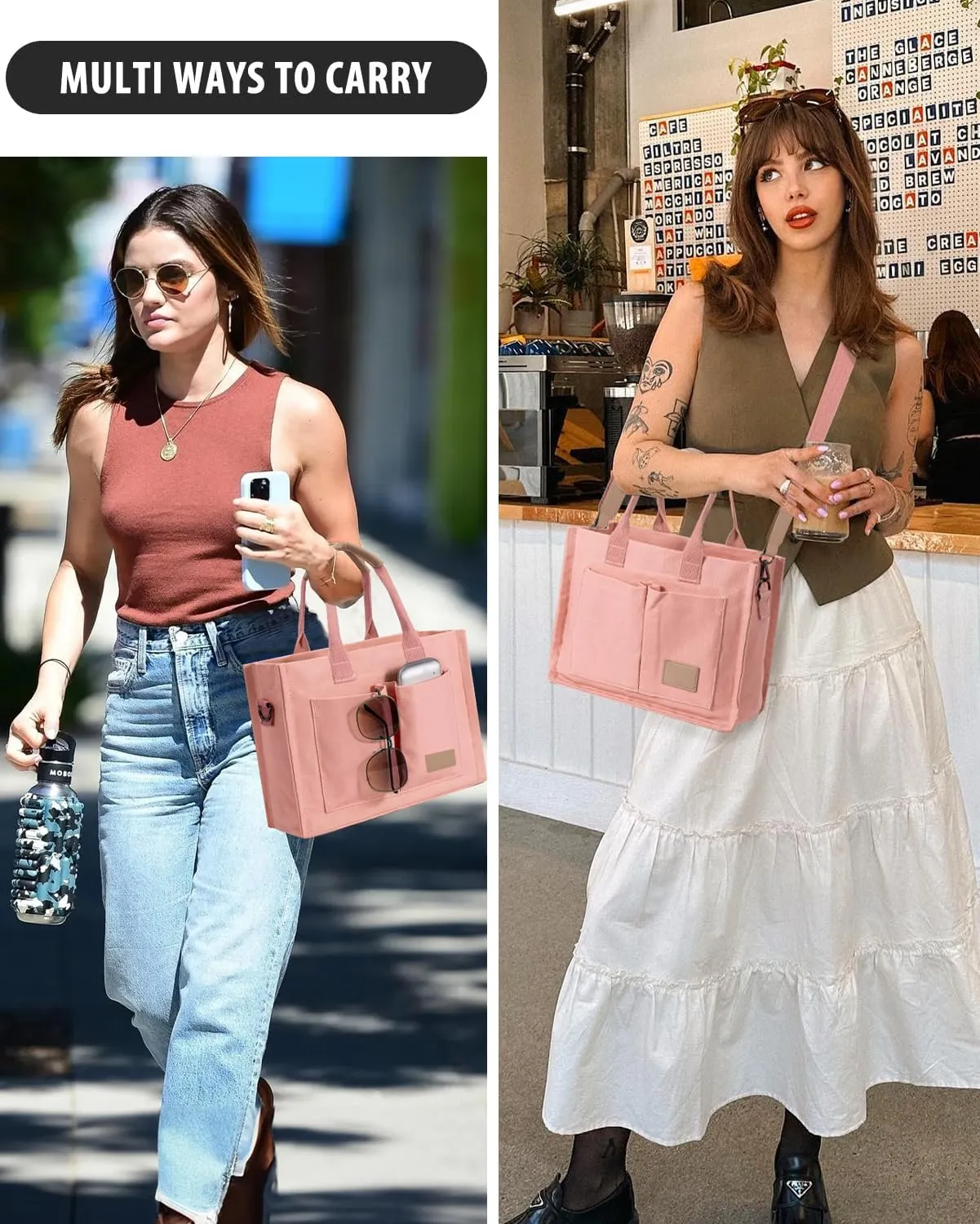 Tote Bags for Women Canvas Tote Purse Crossbody Bags with Pockets Top Handle Shoulder Handbags Satchel Bags for Women