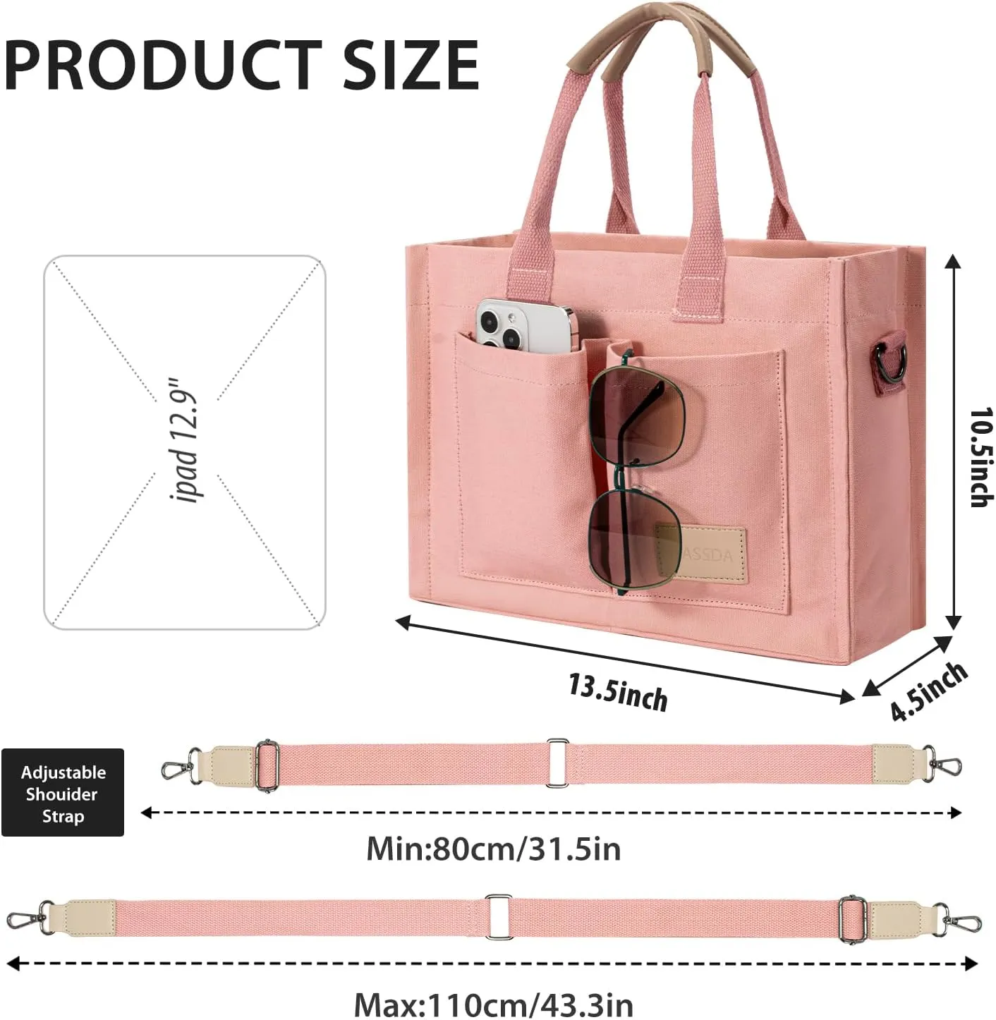 Tote Bags for Women Canvas Tote Purse Crossbody Bags with Pockets Top Handle Shoulder Handbags Satchel Bags for Women