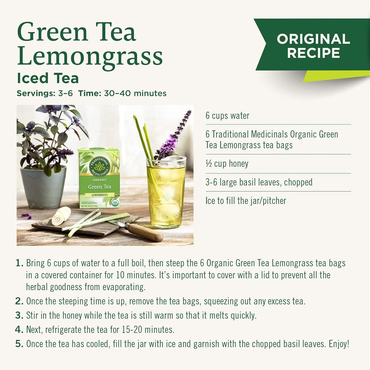 Traditional Medicinals Tea, Organic Green Tea Lemongrass, 96 Tea Bags (6 Pack)