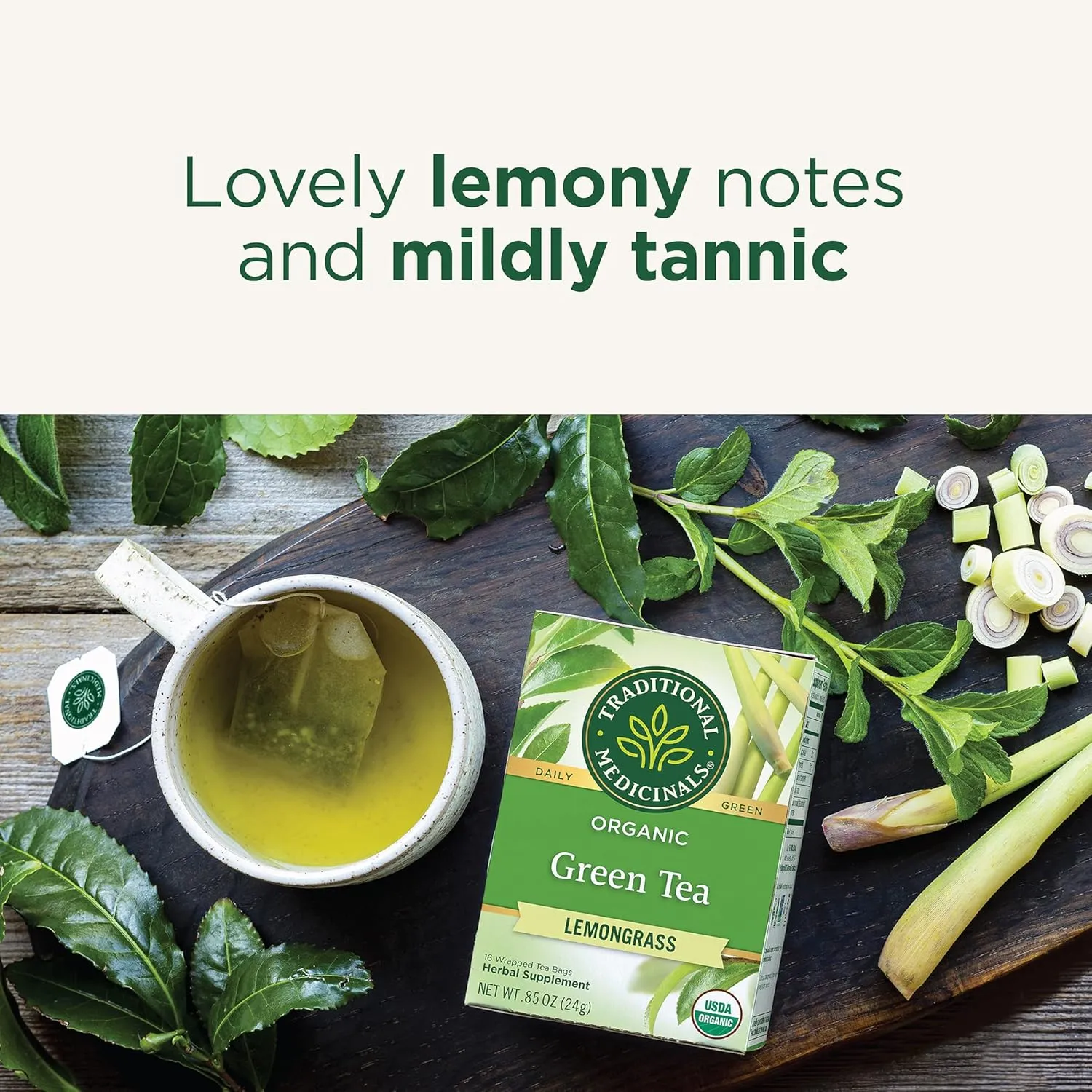 Traditional Medicinals Tea, Organic Green Tea Lemongrass, 96 Tea Bags (6 Pack)