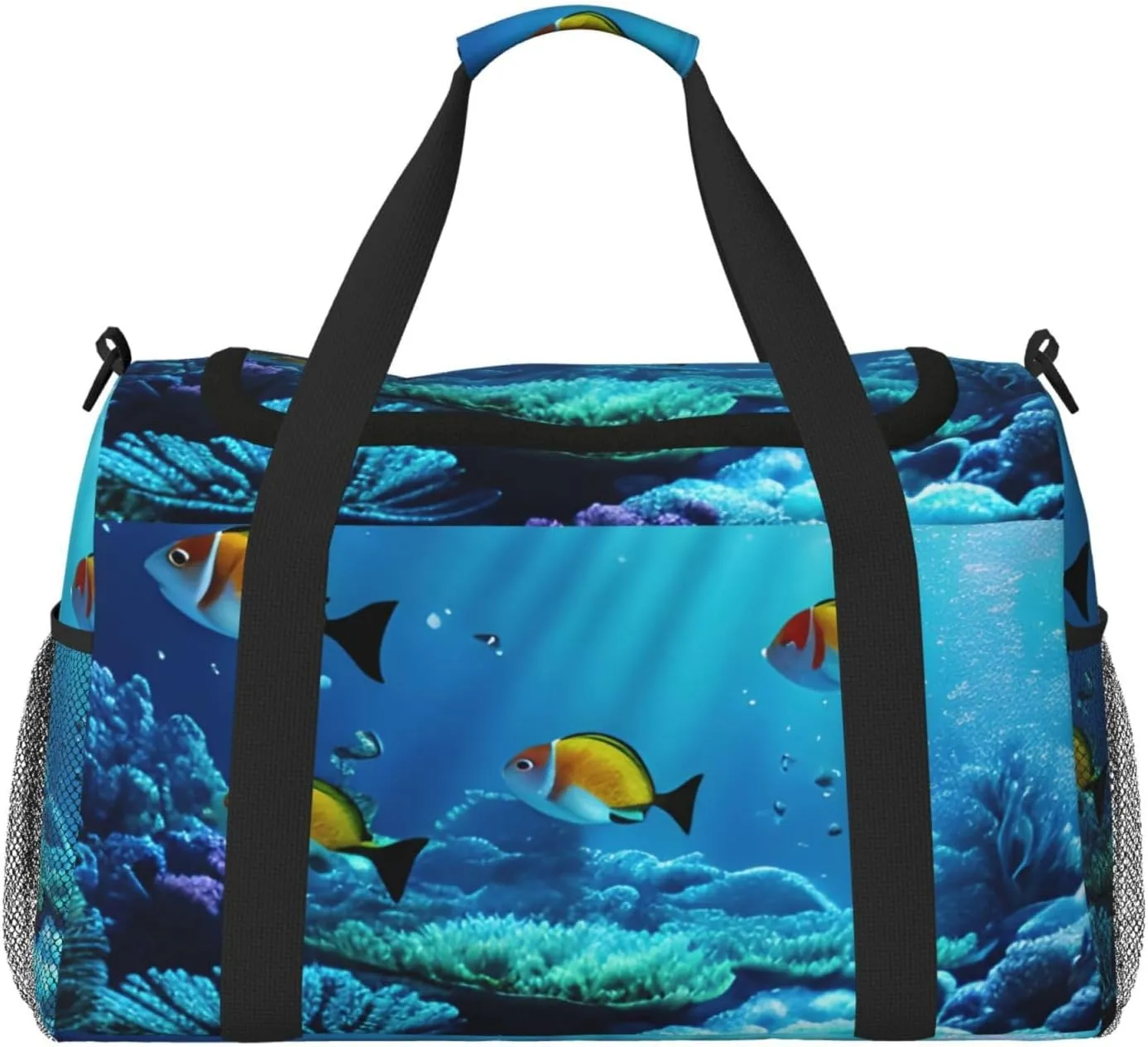 Tranquil Underwater Scenery Print Travel Hand Travel Bag Weekender Overnight Carry On Tote Foldable Crossbody Bag