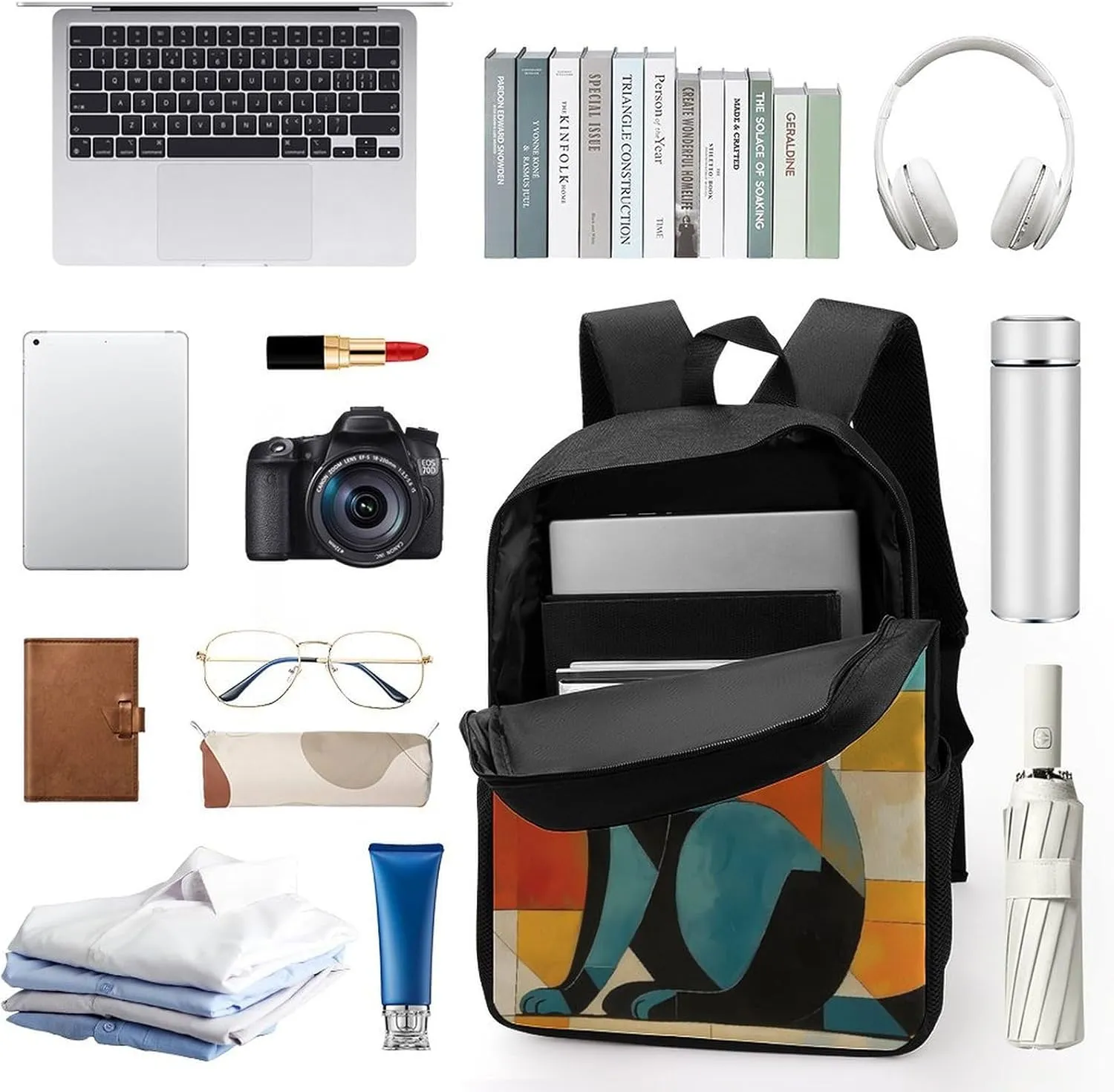Travel Backpack for Men Women Daypack Modern Art Cat Laptop Backpack Computer Bag Business Work Bag for Work