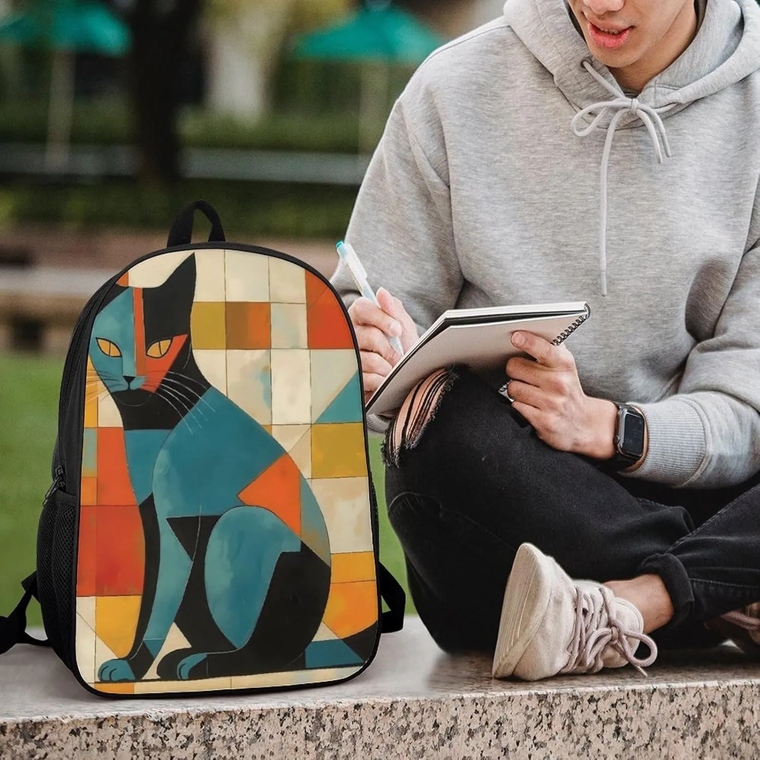 Travel Backpack for Men Women Daypack Modern Art Cat Laptop Backpack Computer Bag Business Work Bag for Work
