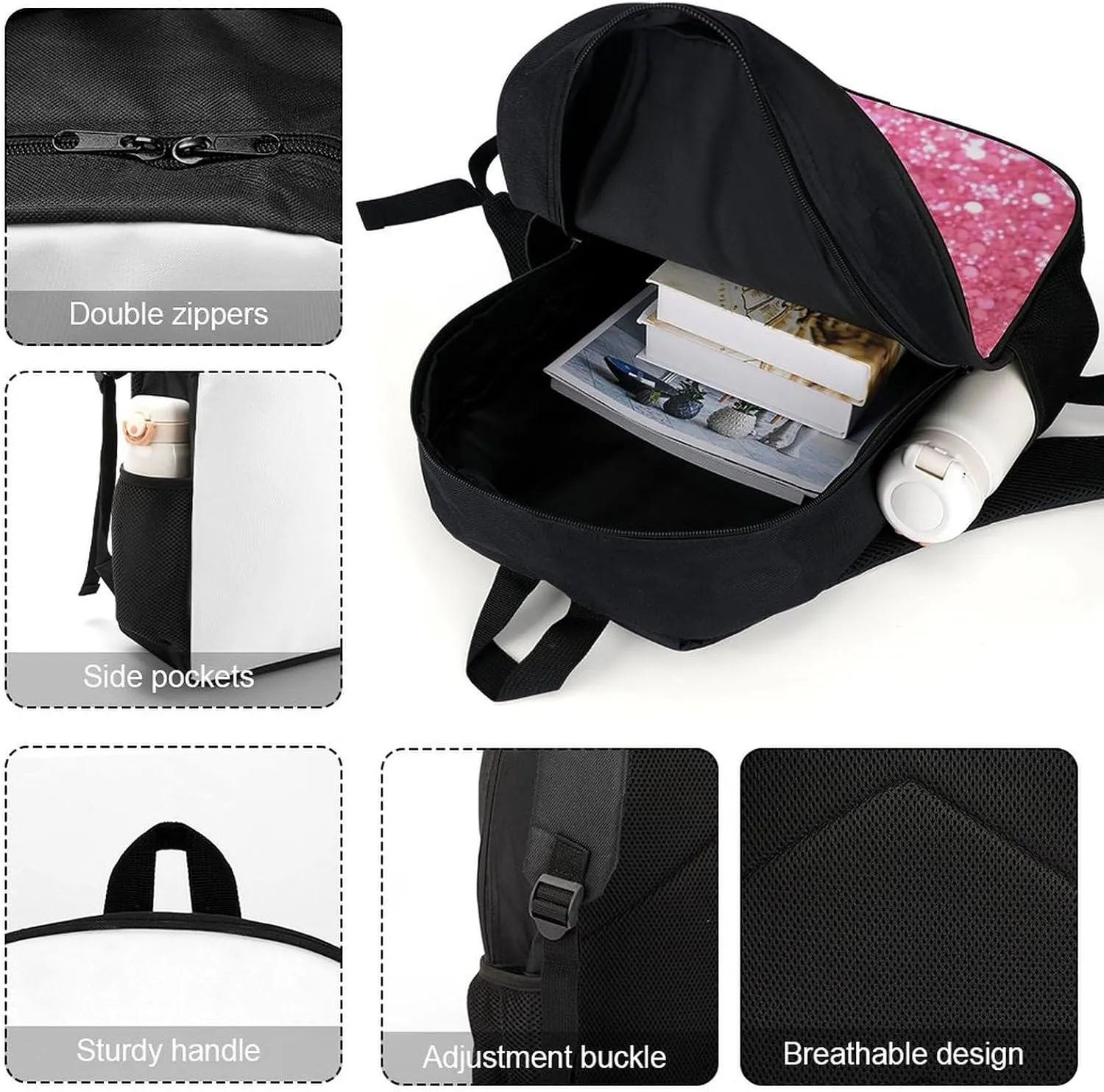 Travel Backpack for Men Women Daypack Sparkling Glitter Laptop Backpack Computer Bag Business Work Bag for Work