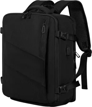 Travel Backpack for Women, Carry on Backpack for Men, 17" Laptop Backpack Flight Approved, Waterproof Backpacks for College Weekender Business, with USB Charging Port & Shoe Pouch, Black