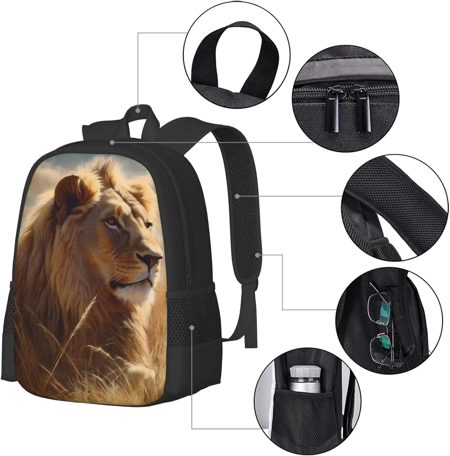 Travel Backpack for Women Men Laptop Backpack 15.6 Inch Computer Bag Prairie lion Carry on Backpack