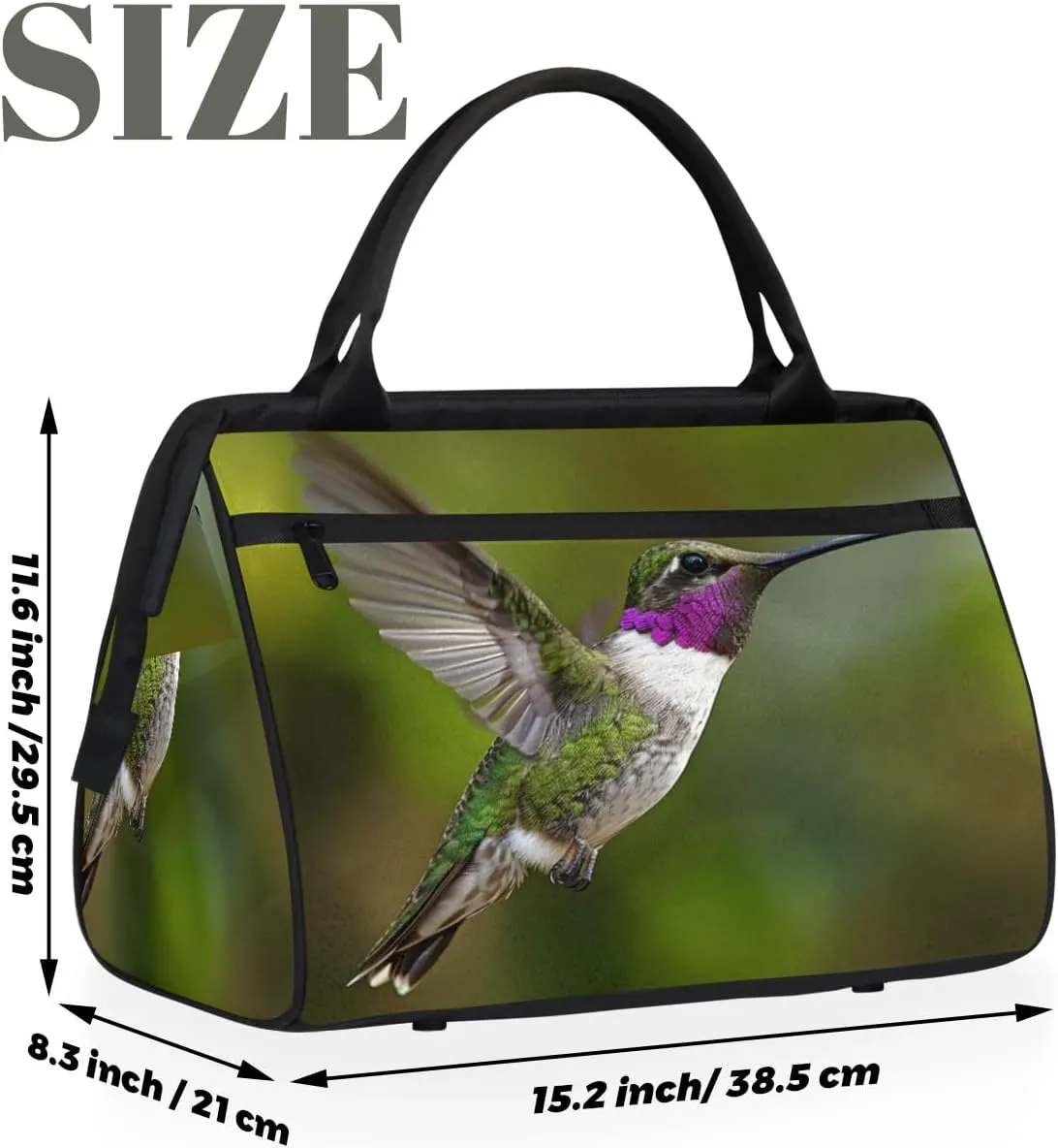Travel Duffel Bag for Women, Hummingbird Prints Weekender Overnight Bag Carry on Beach Swim Bags Dance Bag Airlines Approved Personal Item Travel Bag for Yoga, Sports, Hospital