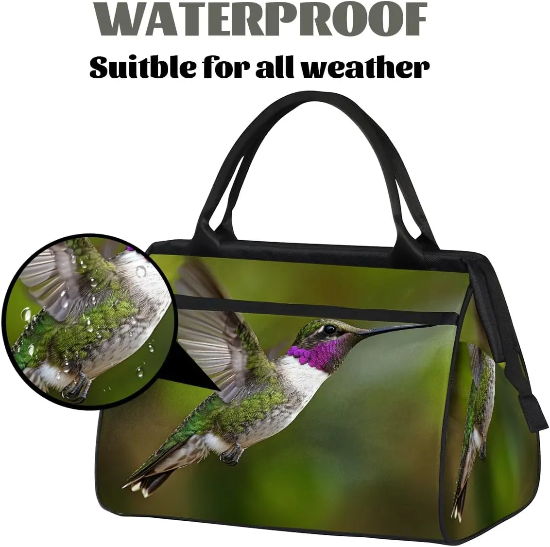 Travel Duffel Bag for Women, Hummingbird Prints Weekender Overnight Bag Carry on Beach Swim Bags Dance Bag Airlines Approved Personal Item Travel Bag for Yoga, Sports, Hospital