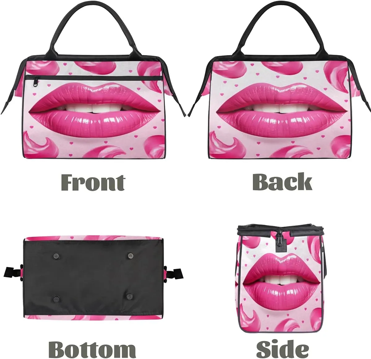 Travel Duffel Bag for Women, Lips Pattern Weekender Overnight Bag Carry on Beach Swim Bags Dance Bag Airlines Approved Personal Item Travel Bag for Yoga, Sports, Hospital