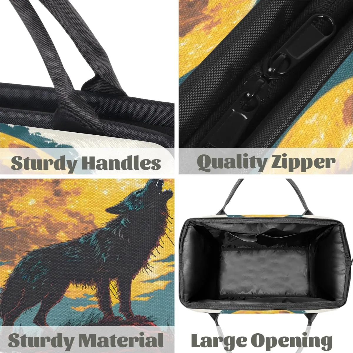 Travel Duffel Bag for Women, Moon Wolf Prints Weekender Overnight Bag Carry on Beach Swim Bags Dance Bag Airlines Approved Personal Item Travel Bag for Yoga, Sports, Hospital
