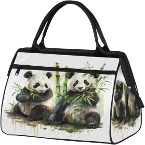 Travel Duffel Bag for Women, Watercolor Panda Animal Weekender Overnight Bag Carry on Beach Swim Bags Dance Bag Airlines Approved Personal Item Travel Bag for Yoga, Sports, Hospital