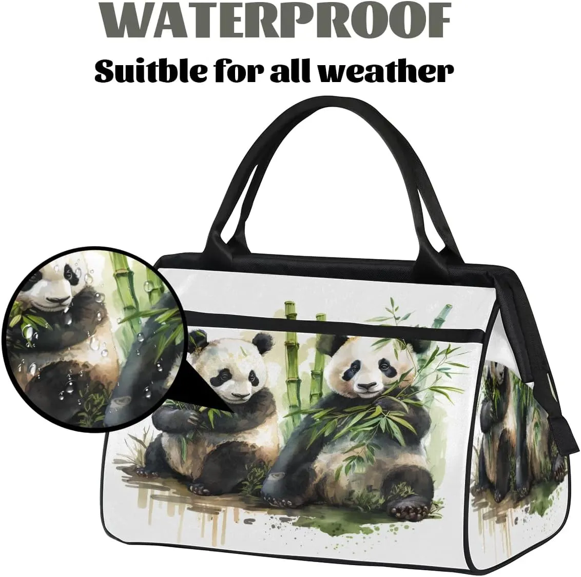 Travel Duffel Bag for Women, Watercolor Panda Animal Weekender Overnight Bag Carry on Beach Swim Bags Dance Bag Airlines Approved Personal Item Travel Bag for Yoga, Sports, Hospital
