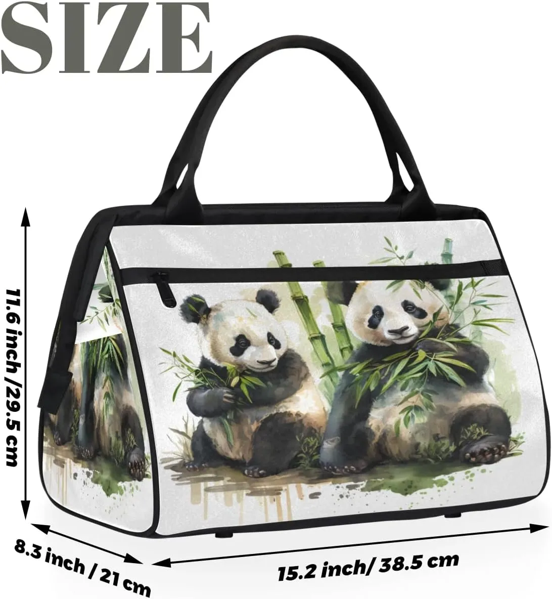Travel Duffel Bag for Women, Watercolor Panda Animal Weekender Overnight Bag Carry on Beach Swim Bags Dance Bag Airlines Approved Personal Item Travel Bag for Yoga, Sports, Hospital