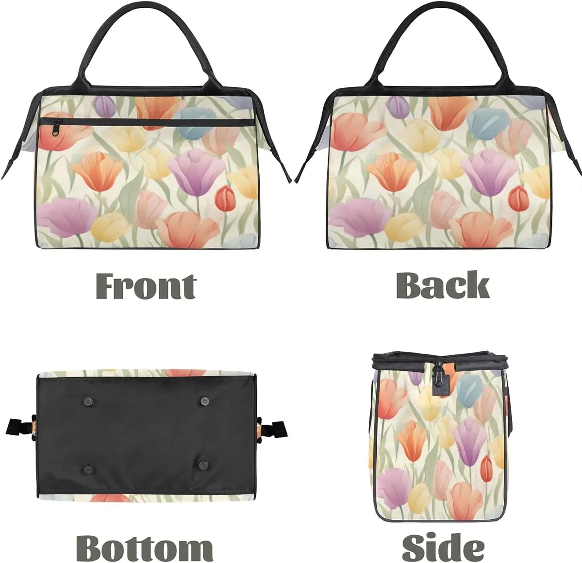 Travel Duffel Bag for Women, Watercolor Tulips Weekender Overnight Bag Carry on Beach Swim Bags Dance Bag Airlines Approved Personal Item Travel Bag for Yoga, Sports, Hospital