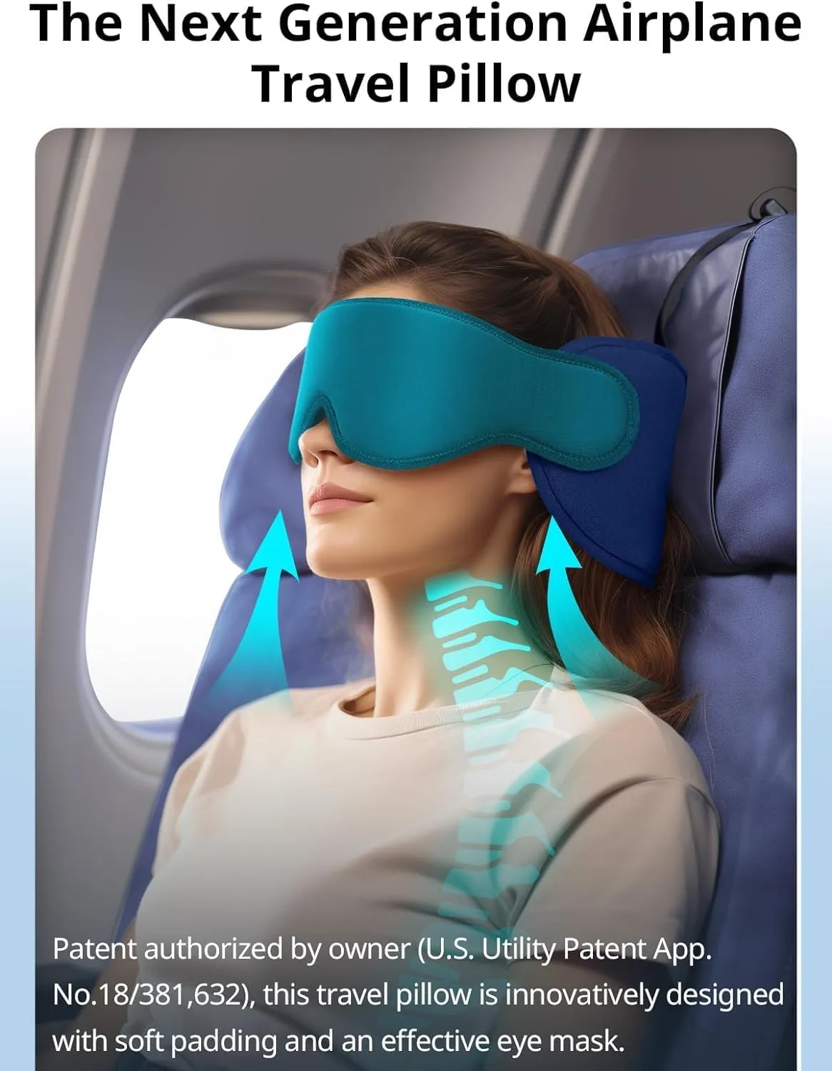 Travel Pillows for Airplanes, FSA HSA Eligible Approved Travel Accessories for Long Flight, Car Travel Pillow for Kids, Eye Mask for Sleeping Airplane, Light Black