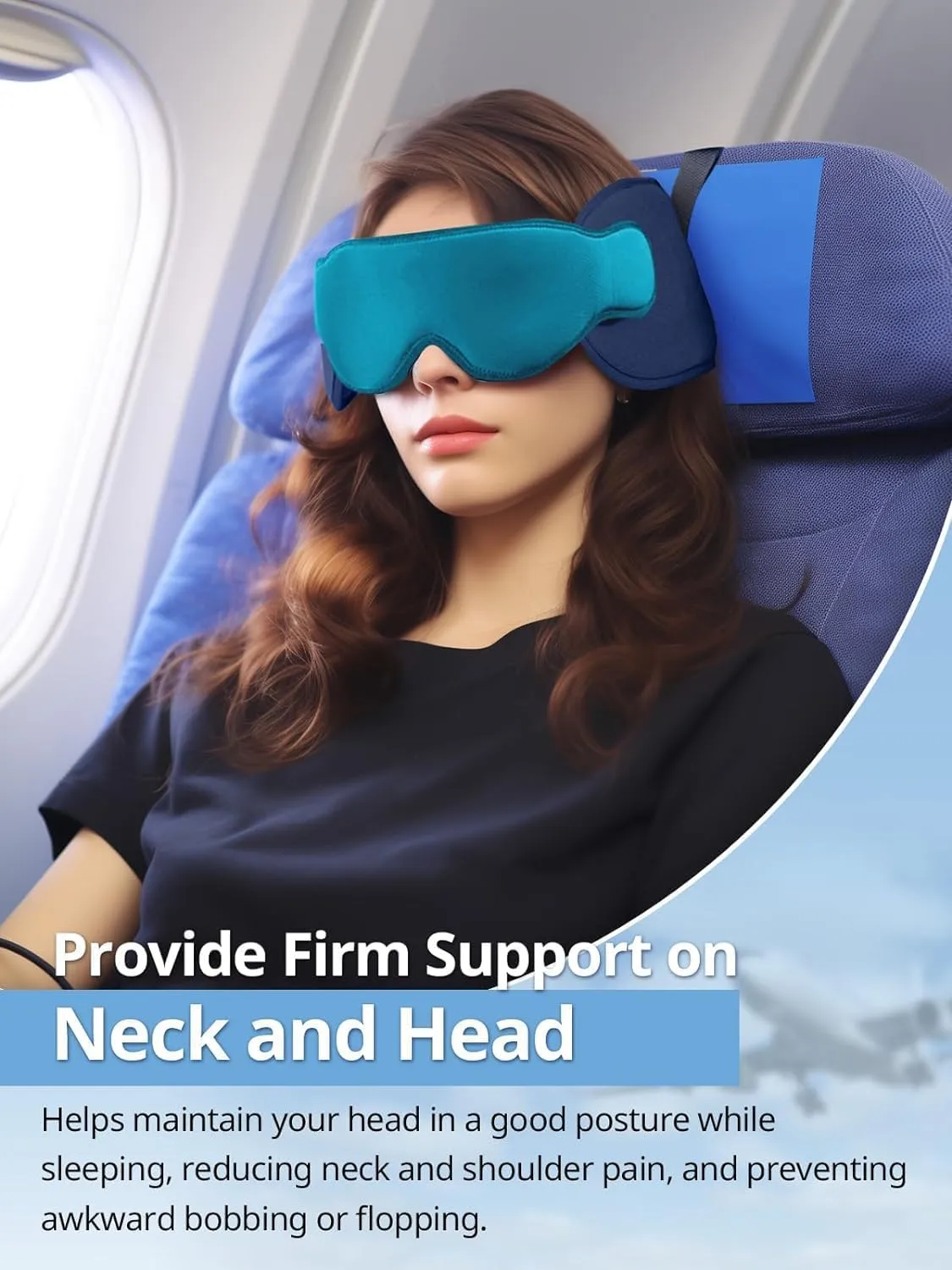 Travel Pillows for Airplanes, FSA HSA Eligible Approved Travel Accessories for Long Flight, Car Travel Pillow for Kids, Eye Mask for Sleeping Airplane, Light Black