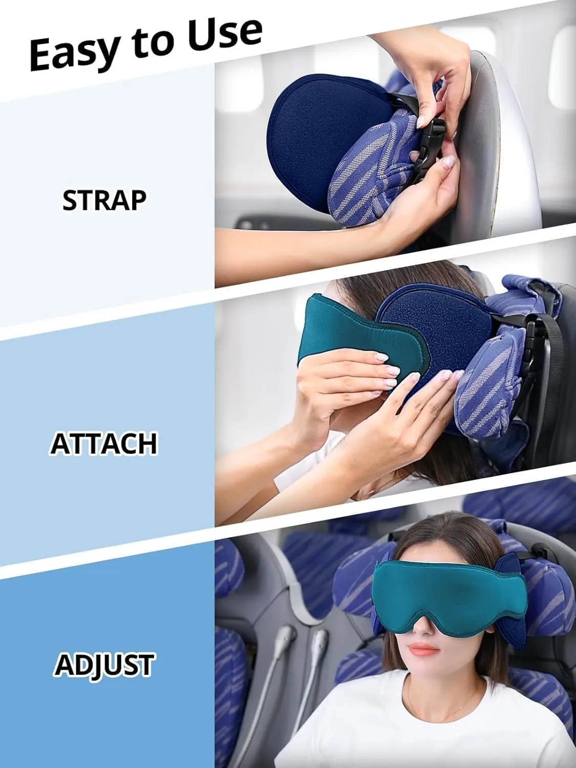 Travel Pillows for Airplanes, FSA HSA Eligible Approved Travel Accessories for Long Flight, Car Travel Pillow for Kids, Eye Mask for Sleeping Airplane, Light Black