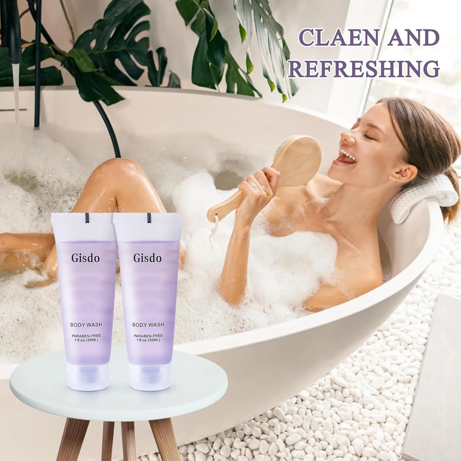 Travel Size Body Wash Bulk (1 fl oz, 50 Pack), Refreshing Hotel Body Wash, Mini and Small Size Shower Gel, Guest Hotel Toiletries in Bulk